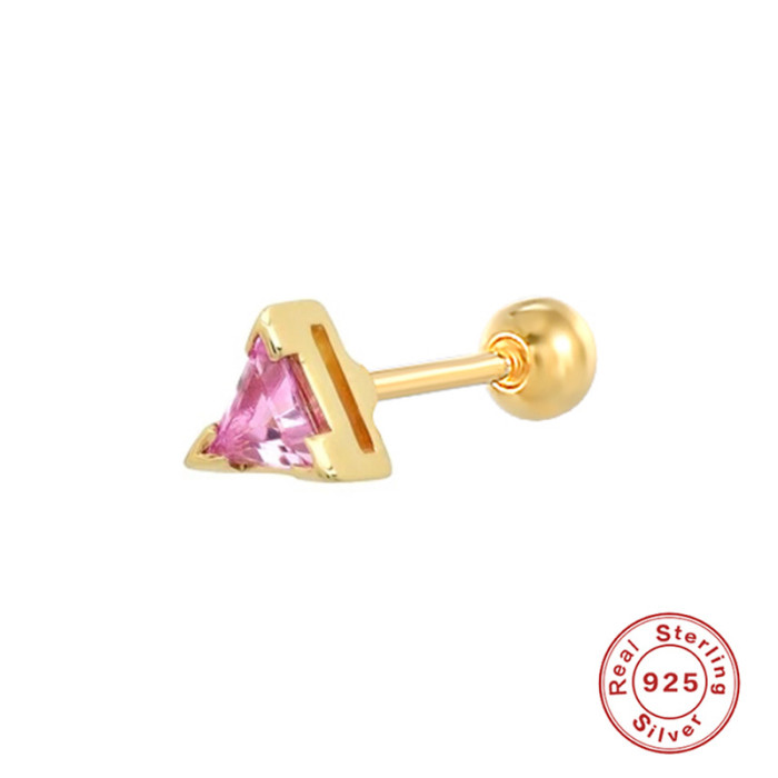Hot Selling 925 Sterling Silver Colorful Diamond-Studded Spiral Round Bead Piercing Ear Bone Stud European and American Bestselling Cute INS Trendy Earrings