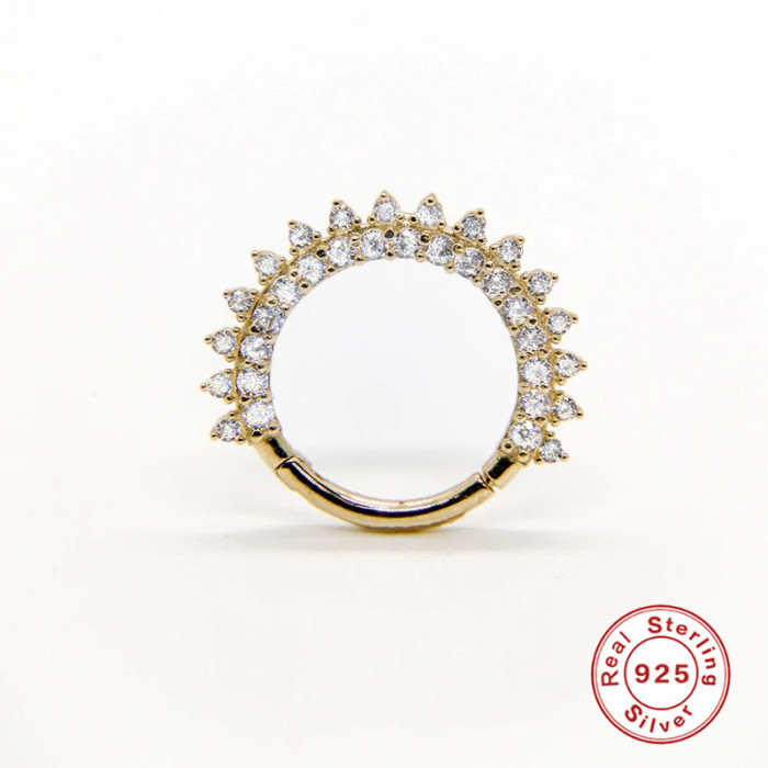 Cross-Border Pure Silver S925 Body Piercing Cartilage Jewelry Nose Ring Flower Double Row Water Drop Zircon Ear Clip Earrings Ear Accessories