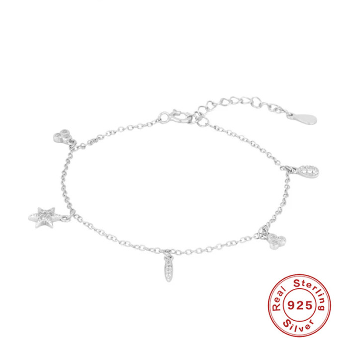 S925 Sterling Silver Exquisite Star Geometric Small Accessories Combination Bracelet Bracelet Trendy Elegant Internet...