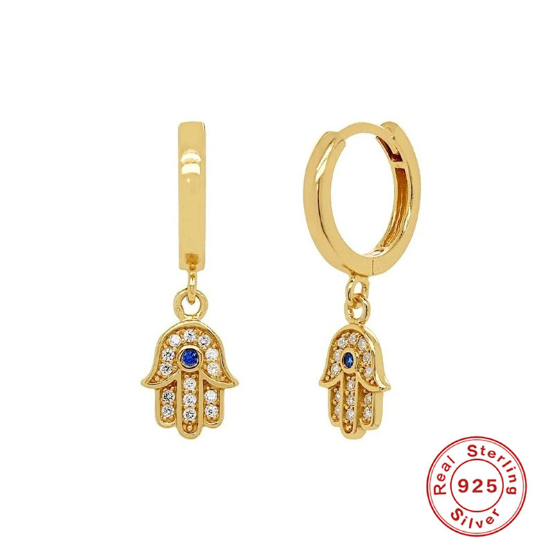S925 Sterling Silver INS Style Palm Diamond-Studded Hoop Earrings Ear Clips Earrings Cross-Border Fashion Best-Selling Personality Creative Earrings
