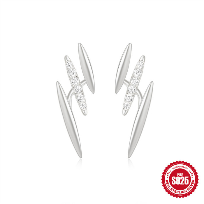 S925 Sterling Silver Sparkling Stone Cross Multi-layer Earrings for Women High-end Niche Personality Studs Simple E...