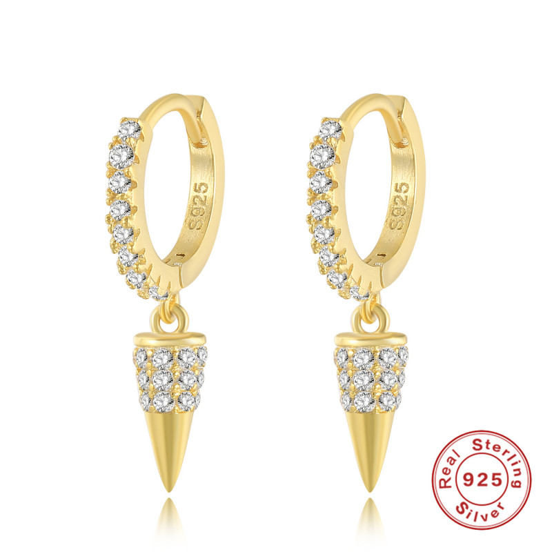 Original European and American S925 Sterling Silver INS Style Earrings New Punk Style Geometric Diamond Earrings Ear Clips Ear Hoops