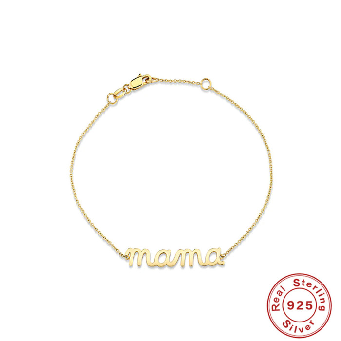 S925 Sterling Silver Minimalist Smooth Letter Mama Bracelet New Daily Versatile Elegant Jewelry Bracelet