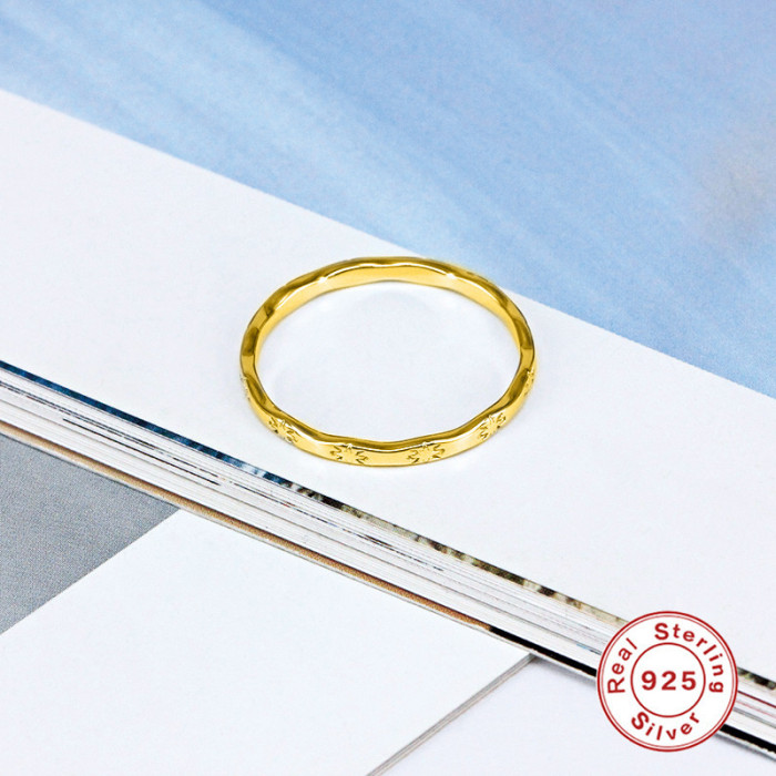 Japanese and Korean Design Ins925 Sterling Silver Exquisite Ring Creative Simple Internet Celebrity Trendy Small Sun Retro Ring