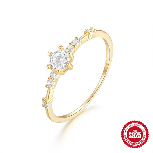 New 925 Sterling Silver Minimalist Zircon Ring Korean Version Niche Light Luxury Fashion Sweet Super Sparkling Simple Index Finger Ring