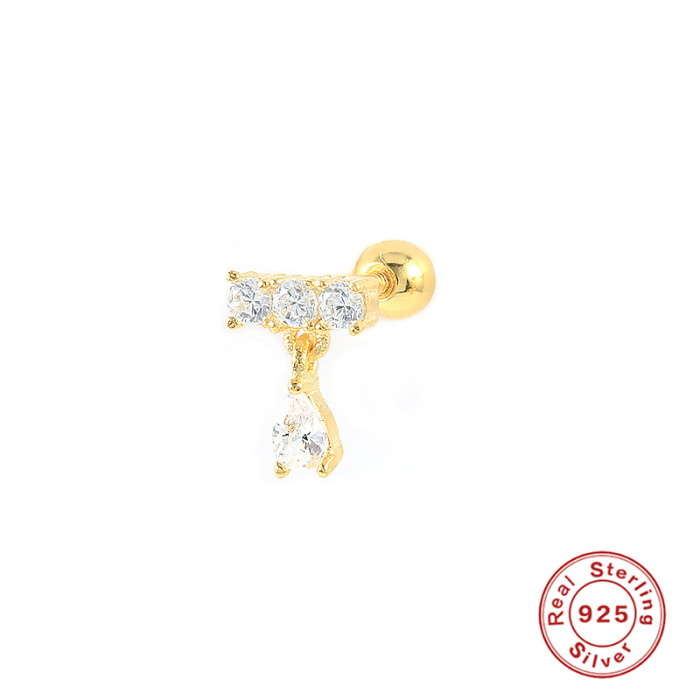 European and American Hot-Selling S925 Sterling Silver Ins Style Diamond-Studded Threaded Piercing Earrings Niche Design Body Piercing Jewelry