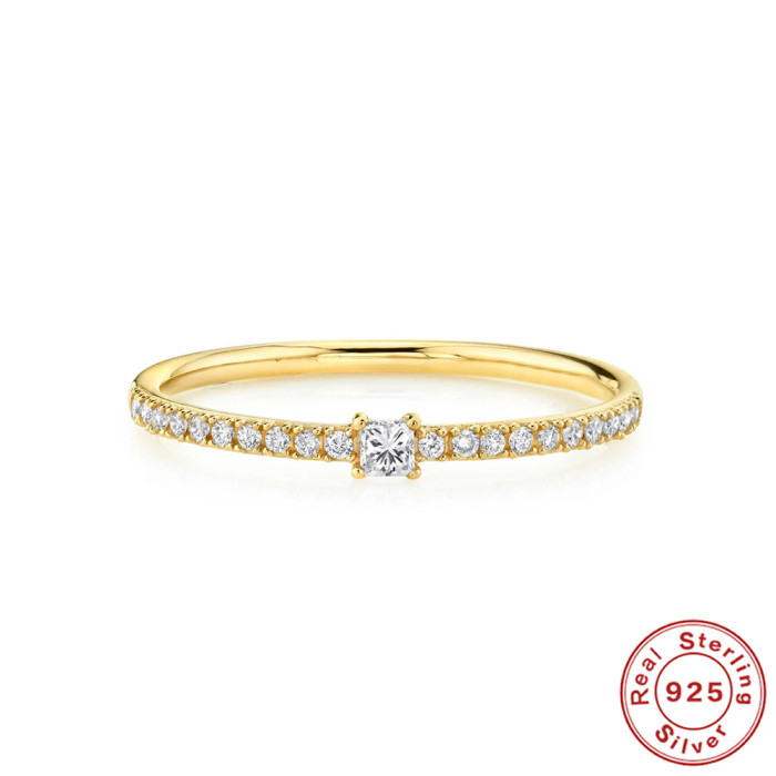 S925 Sterling Silver Single Row Diamond Ins Women's Wedding Ring Gift European and American Light Luxury Elegant Personality High-end Ring