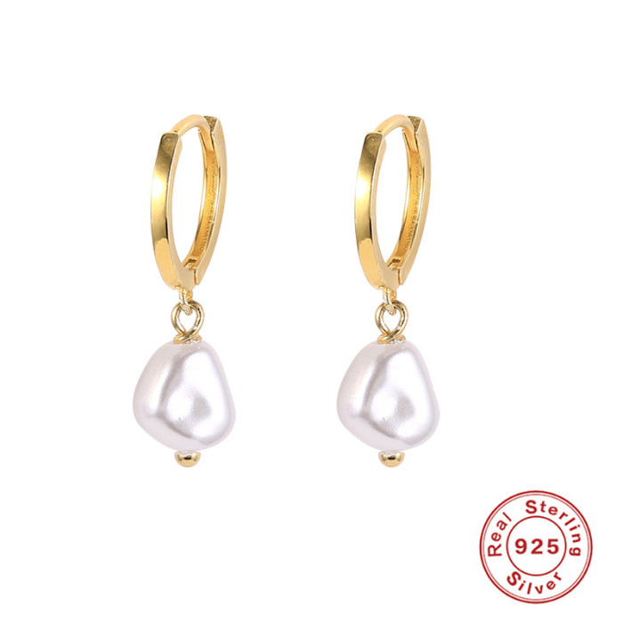 S925 Sterling Silver INS Style Irregular Baroque Pearl Earrings Ear Clips Bestselling Elegant Classic Earrings