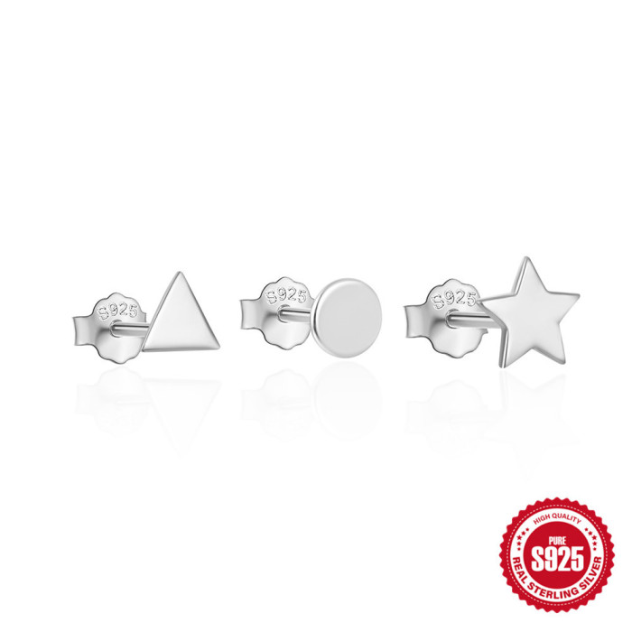New 925 Sterling Silver Geometric Star Moon Diamond Set Earrings European and American Hot Selling Elegant Pearl Earrings Jewelry