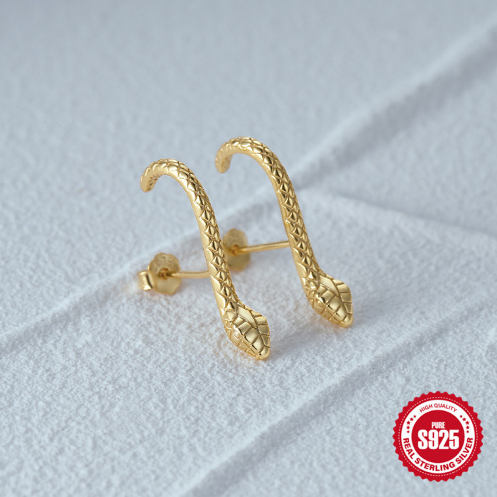 S925 Sterling Silver Personality Fun Little Snake Earrings Ear Jewelry Hot Selling on AliExpress INS Style Minimalist Creative Earrings