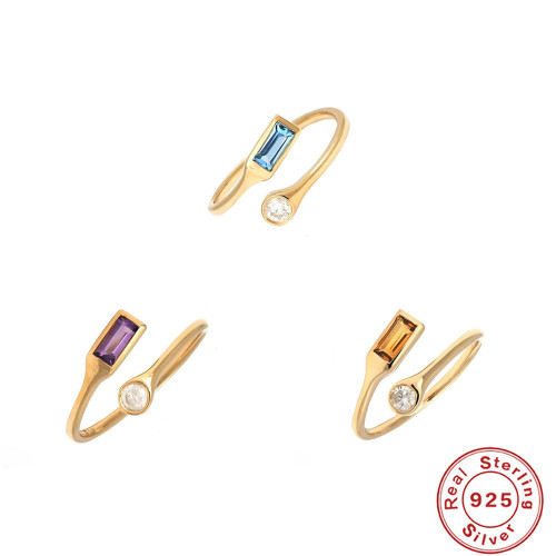 S925 Sterling Silver Inlaid Zircon Women's Ring Open Ring European and American Hot-Selling French Style INS Personality Temperament Index Finger Ring