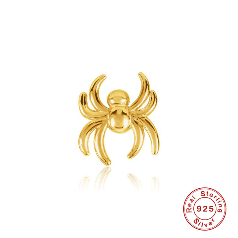 S925 Sterling Silver Punk Hip-Hop Spider Body Piercing Jewelry Soft Cartilage Threaded Earrings Elegant Ear Bone Stud Earrings for Women