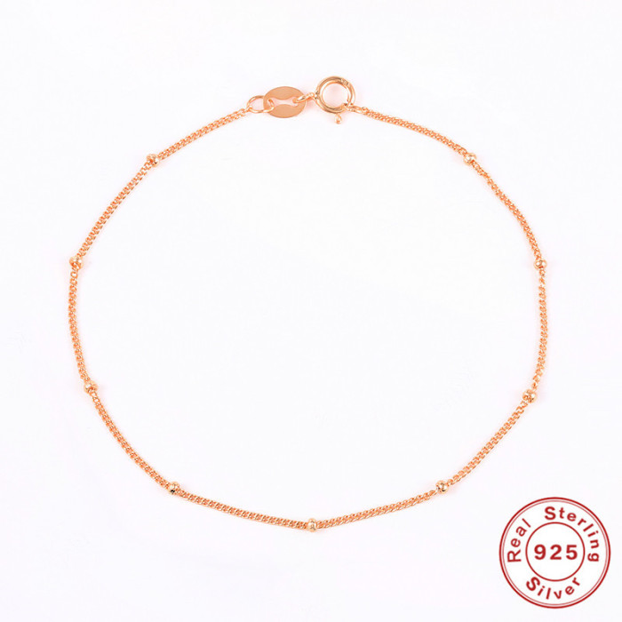S925 Sterling Silver Bead Chain Layered Versatile Bracelet Korean and Japanese INS Style Gold Beads Exquisite Niche Design High-end Jewelry