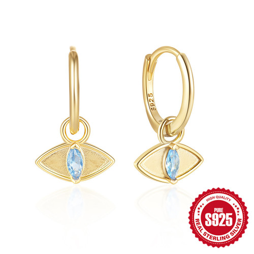 S925 Sterling Silver Devil's Eye Diamond-Studded Hoop Earrings European and American Hot-Selling Classic Fashion Simple INS Ear Cuff Earrings