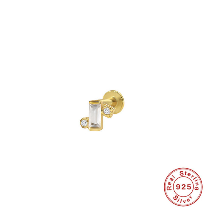 S925 Sterling Silver INS Creative Geometric Flower Flat Head Threaded Piercing Stud Earrings Jewelry European and American Hot Selling Ear Bone Stud