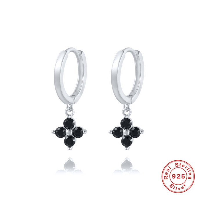 S925 Sterling Silver Stone-Encrusted Snowflake Hoop Earrings Hot-Selling Creative Fashionable INS Style Earrings