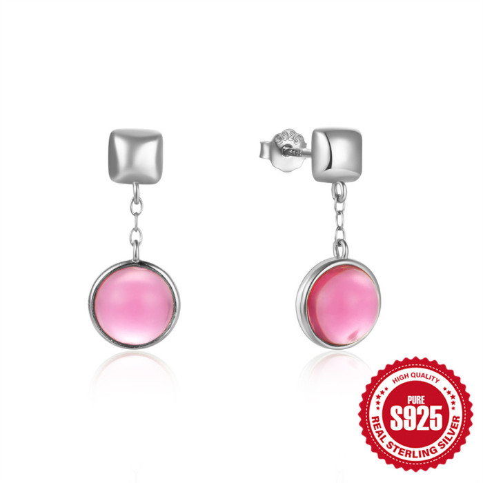 S925 Sterling Silver Inlaid Diamond Round Elegant High-end Women's Earrings European and American Hot-selling French Style Versatile Earrings for Women