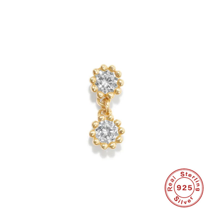 S925 Sterling Silver Diamond-Studded Piercing Cartilage Earrings Korean Style Personality Light Luxury INS Accessories European and American Hot-Selling Piercing Ear Jewelry