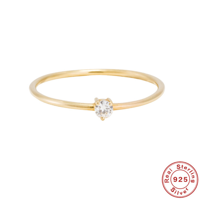 Genuine D Color Moissanite Diamond Ring 0.1 Carat Classic Three-Prong S925 Sterling Silver 18k Gold Plated Proposal Ring for Women
