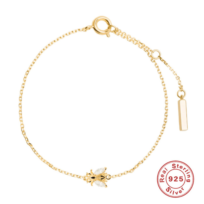 S925 Sterling Silver INS Style Bee Bracelet Hot Selling Fashion Simple Geometric Creative Mini Bee Bracelet