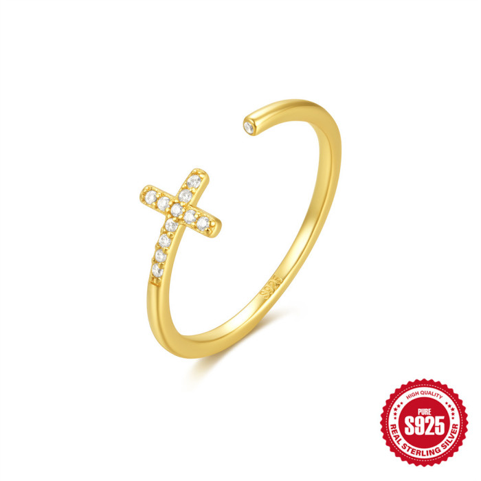 S925 Sterling Silver Curved Petal Single Row Diamond Luxury Stacking Open Ring European and American Hot Selling Elegant Index Finger Ring
