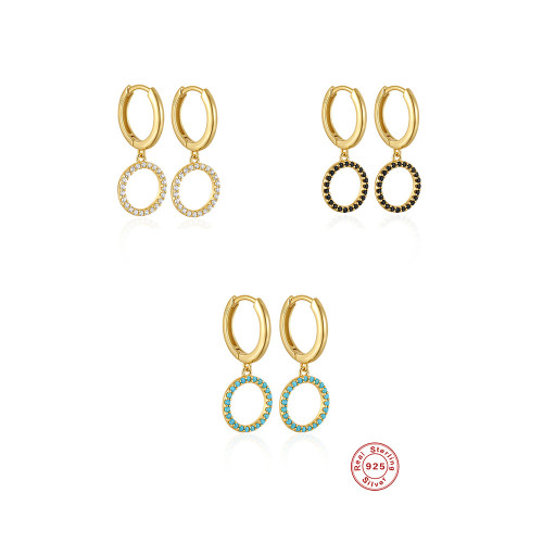 S925 Sterling Silver Round Circle Diamond-Studded Hoop Earrings Ear Clips Earrings European and American Hot-Selling Light Luxury Classic Retro INS Earrings