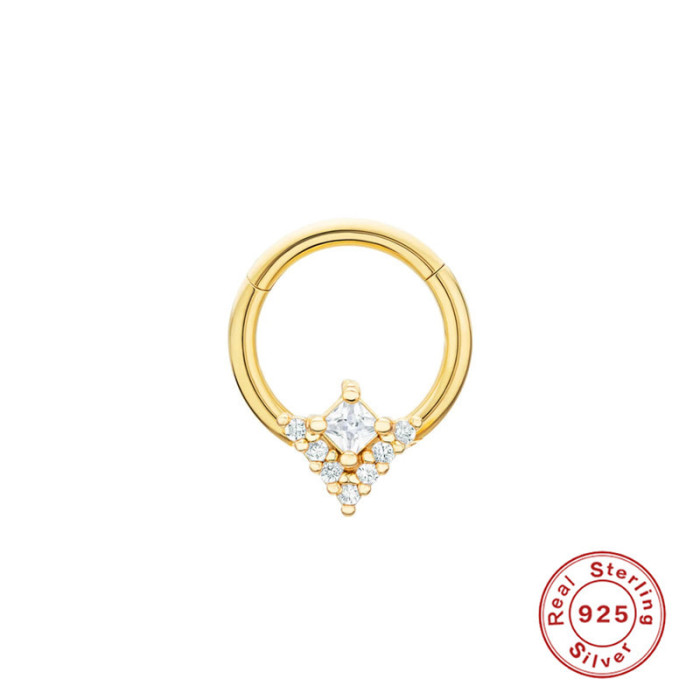 S925 Sterling Silver Ultra Shiny Diamond-Studded Soft Bone Piercing Small Hoop Earrings Korean Niche Design Piercing Ear Jewelry Nose Stud
