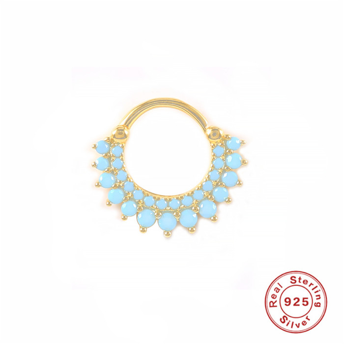 S925 Sterling Silver Diamond-Studded Earrings Round Nose Ring Piercing Cartilage Earrings Cross-Border Bestselling INS Creative Ear Bone Studs