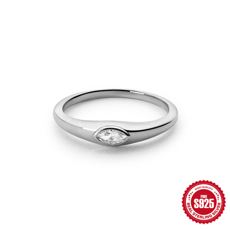 S925 Sterling Silver Design Diamond-Studded Ring European and American Retro Ins Personality Fashion Eye Ring Hand Jewelry for Women Eye Diamond