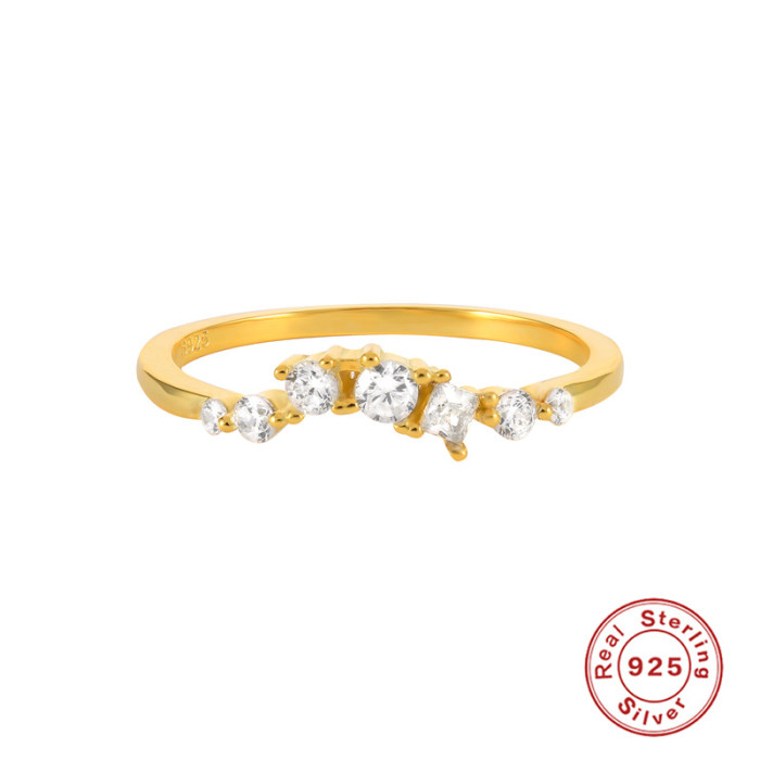 S925 Sterling Silver Egg-Shaped Stone-Studded Wedding Ring Best-Selling Fashion Simple Ins Geometric Trendy Ring Je...