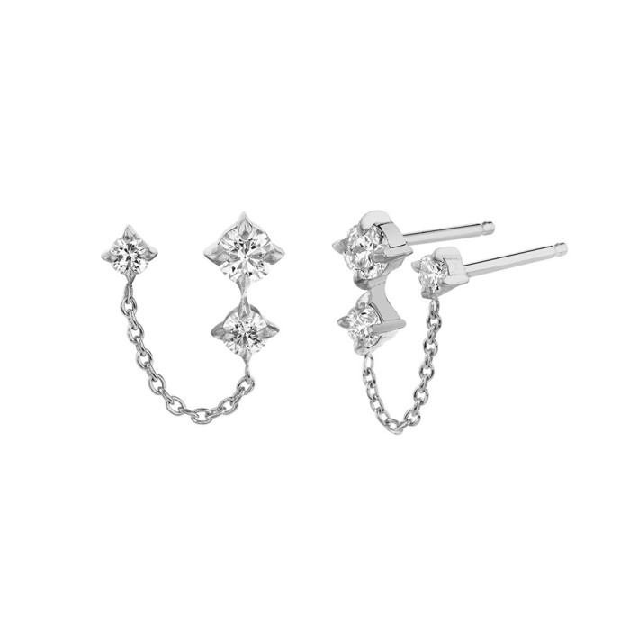 S925 Sterling Silver Earrings Ins Style Chain Tassel Stud Earrings European and American Hot Sale Personality Trendy Ear Line Earrings Ear Jewelry for Women