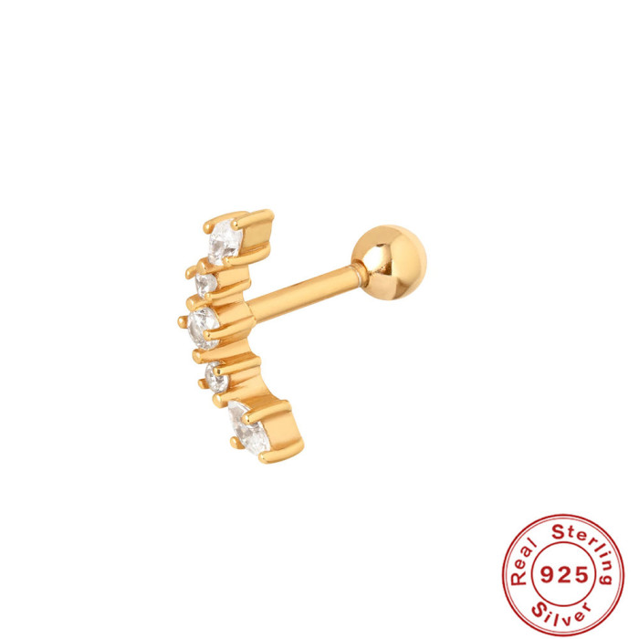 S925 Sterling Silver Petal Marquise Diamond Screw Piercing Ear Bone Stud AliExpress Hot Selling Body Piercing Jewelry