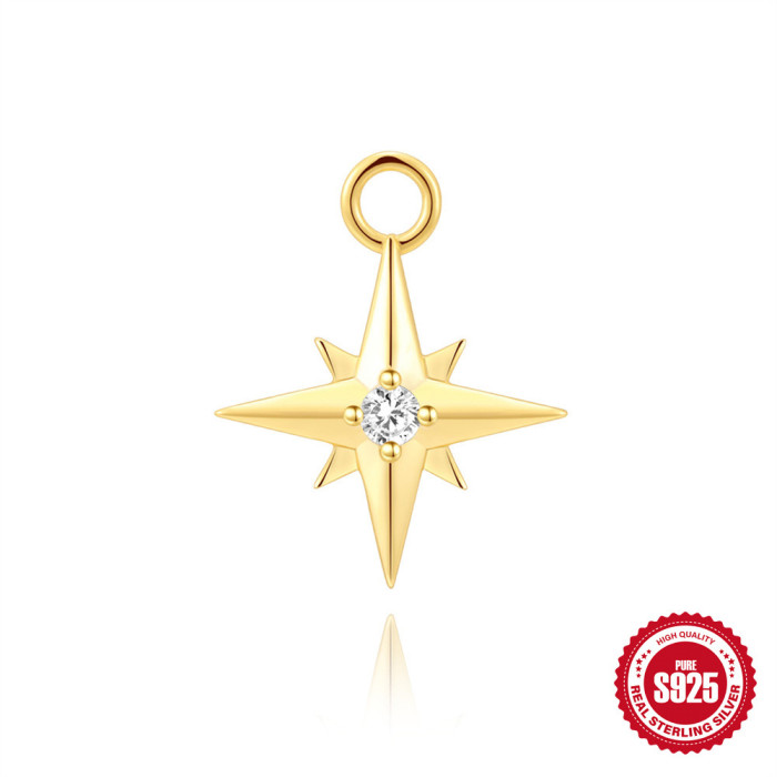 S925 Sterling Silver Water Drop Diamond Tassel Earrings European and American Hot Selling Eight-Pointed Star Elegant Chain Earrings Accessories