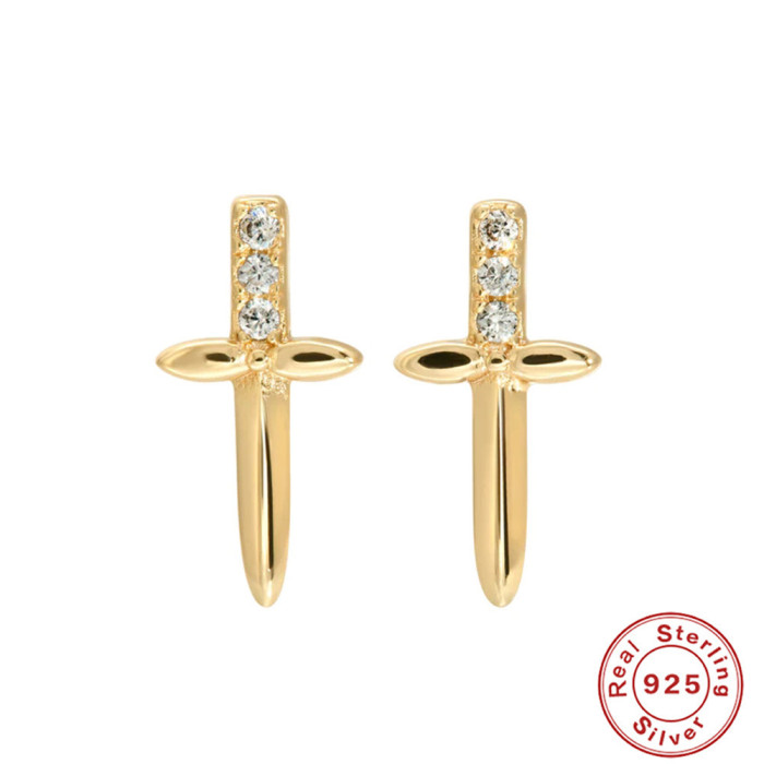 S925 Sterling Silver Dagger Cross Earrings Demon Eye Star Moon Pendant Hoop Earrings European and American Hot-Selling Earrings for Women