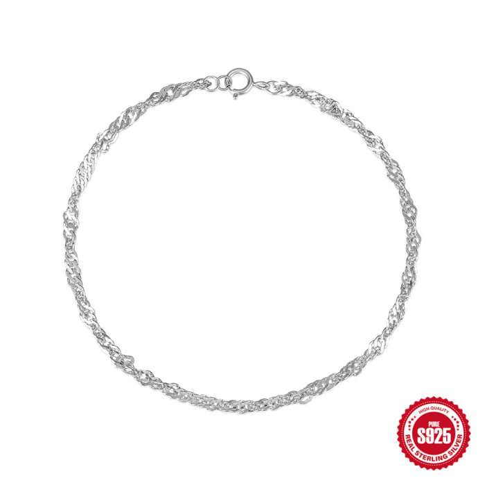 S925 Sterling Silver Everyday Versatile Bracelet for Women European and American Fashion Ins Style Basic Chain Cross-Border Hot-Selling Silver Bracelet Jewelry