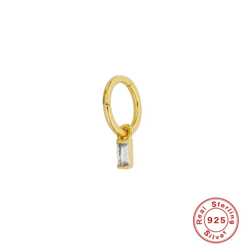 S925 Sterling Silver Hot Sale Cartilage Earrings Square Diamond Inlaid Round Nose Ring Piercing Studs European and American Bestselling Accessories Earrings