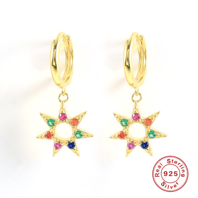 European and American Fashion S925 Sterling Silver Hoop Earrings for Women with Diamond Inlay, Sparkling Long Tassel Earrings, Minimalist Style, Versatile and Elegant Earrings
