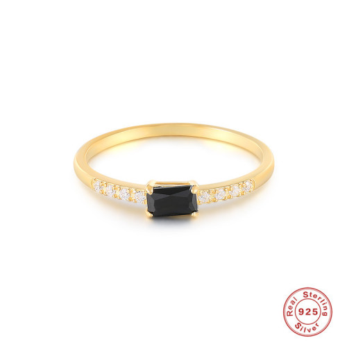 S925 Sterling Silver Square Black Diamond Light Luxury Ring European and American Hot Selling Trendy INS Jewelry Korean Version Personality Internet Celebrity Ring