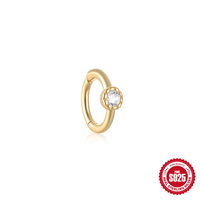 S925 Sterling Silver Single Diamond Soft Bone Ear Hoop Ear Clip European and American Hot Selling Creative Personality Trendy INS Earrings Ear Jewelry