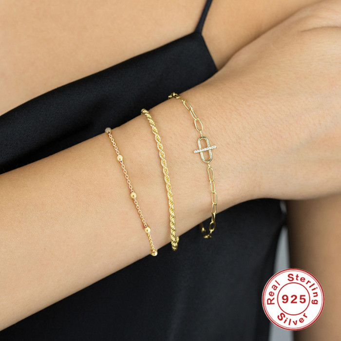 S925 Sterling Silver Round Bead Bracelet Amazon Hot Selling Fashion Versatile Simple Creative INS Jewelry Women's Bra...