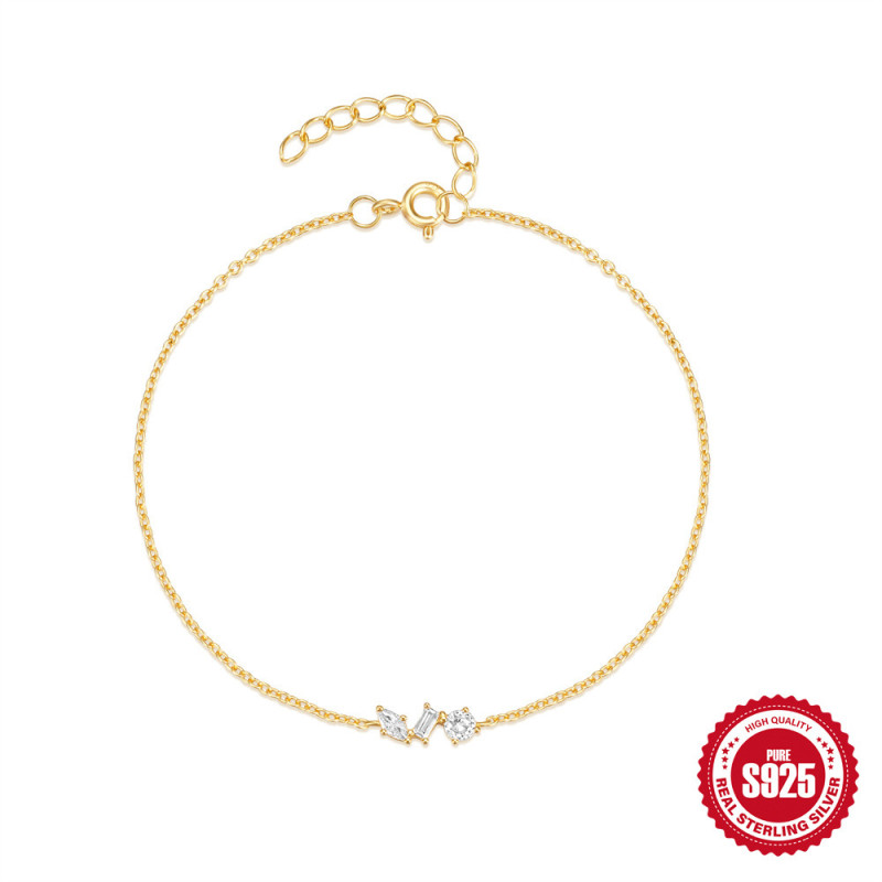 S925 Sterling Silver Small and Exquisite Geometric Horse Eye Pendant Hand Jewelry Inlaid with Diamonds Design Sense Daily High-end Elegant Bracelet for Women