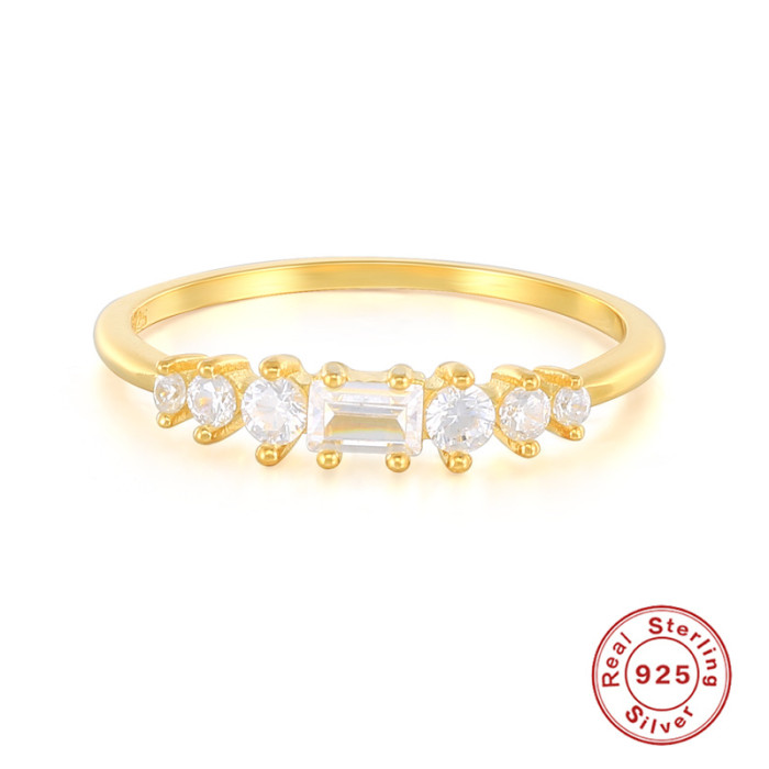 S925 Sterling Silver Classic Small Daisy Flower Stone Engagement Ring Daily Simple Internet Celebrity Hot Selling L...