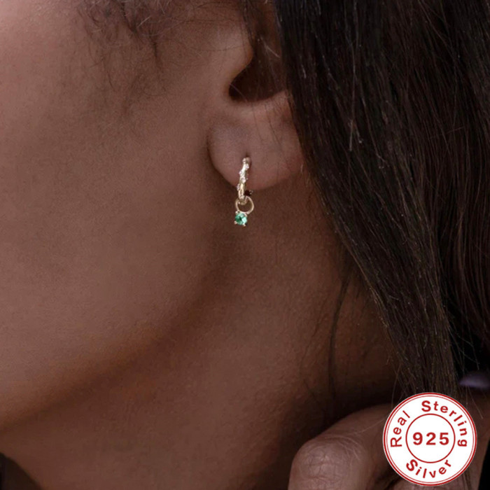S925 Sterling Silver Classic Hoop Earrings Ear Cuffs European and American Trend Ins Minimalist Style Personality Colorful Diamond Earrings Ear Jewelry