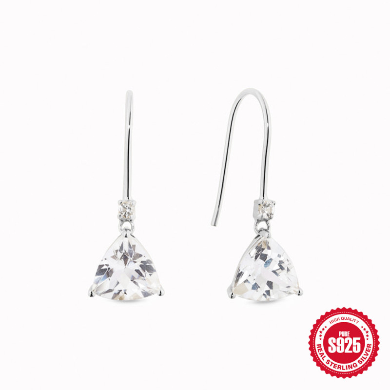 S925 Sterling Silver Geometric Triangle Inlaid Diamond Stud Earrings European and American Fashion Hot Selling Ins Earrings Pure Silver Earrings Cross-Border