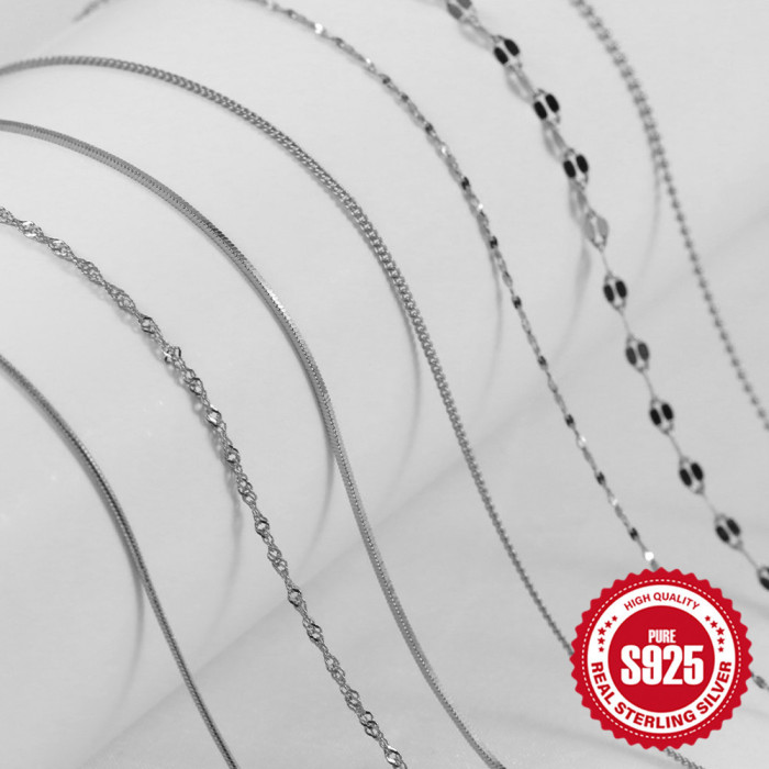 Authentic S925 Sterling Silver 40cm / 45cm Wave Snake Bead Chain Women's Chain Style Hot Selling DIY Necklace