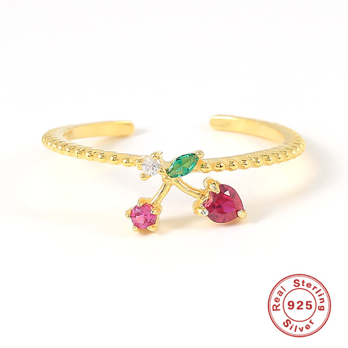 S925 Sterling Silver Mini Small Stone Fruit Ring Hot Selling Fashion Creative INS Personalized Ring