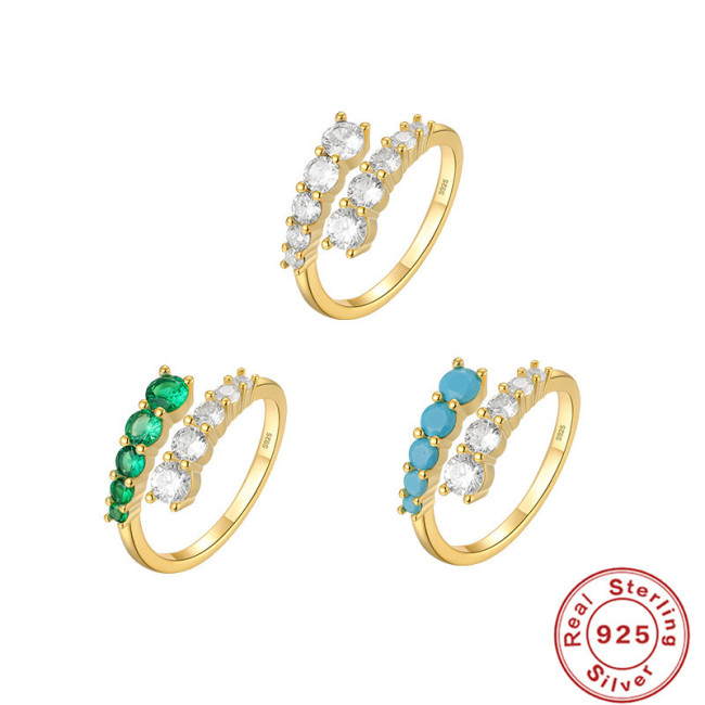 S925 Sterling Silver Mini Adjustable Stone Ring Bestselling Elegant Trendy Fashionable Index Finger Ring