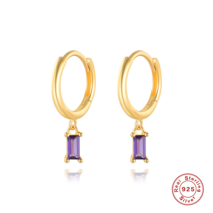 Cross-Border Hot Selling S925 Sterling Silver French Bread Earrings Ear Clips Simple Fashion Creative Inlaid Zirconia Hoop Earrings