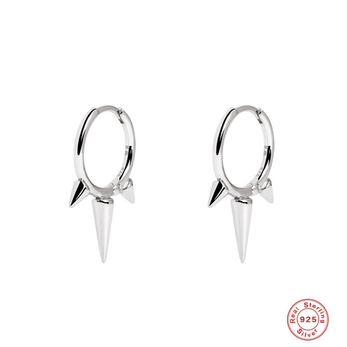 S925 Sterling Silver Geometric Smooth Stud Circle Earrings European and American Trendy Personality Versatile INS Hoop Earrings