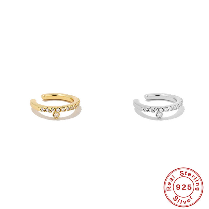 S925 Sterling Silver Minimalist Fashion Pave No Piercing Ear Clip Earrings AliExpress Cross-Border Hot Selling Diamond-Studded Elegant Earrings